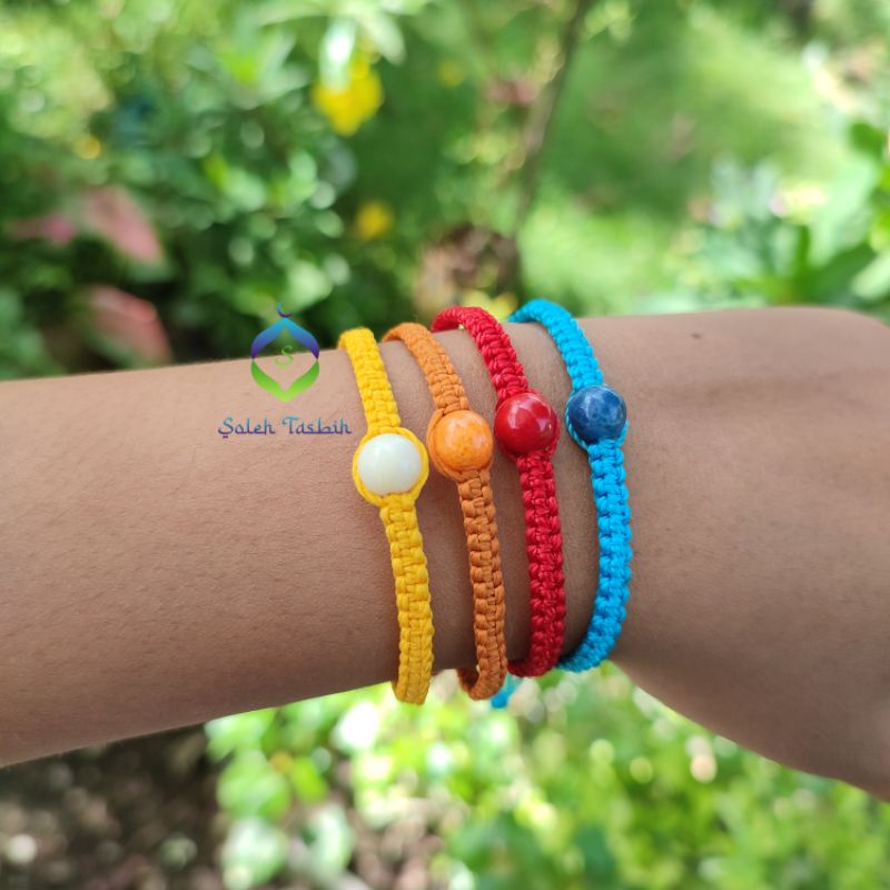 Gelang Rajut Handmade, Gelang Pria, Gelang Wanita Kekinian!!Bisa Request Warna Benang Dan Butiran