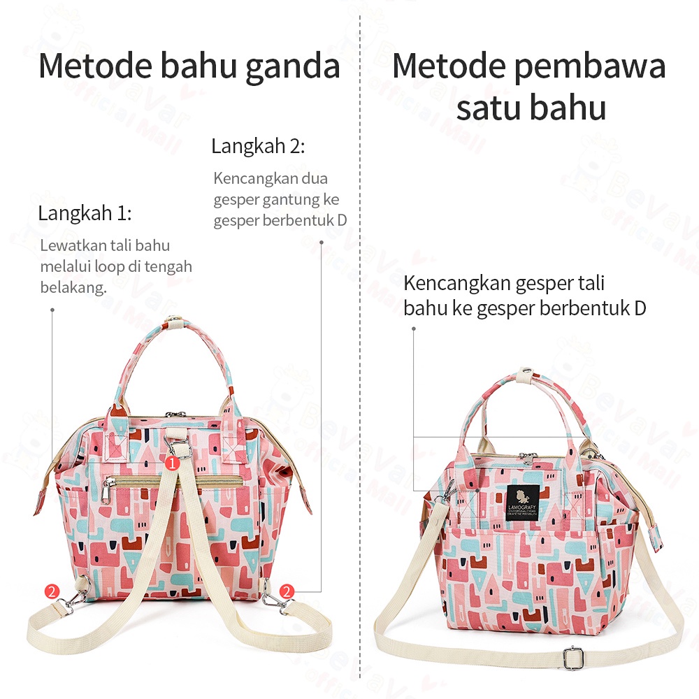 Bevavar Multifungsi Diaper Bag Bayi Tas Perlengkapan Bayi Waterproof