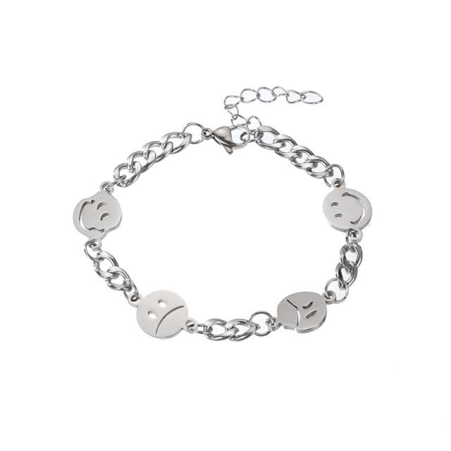 Titanium steel gelang pasangan Street in mahasiswa fashion merek ekspresi wajah tas Smiley hip hop d