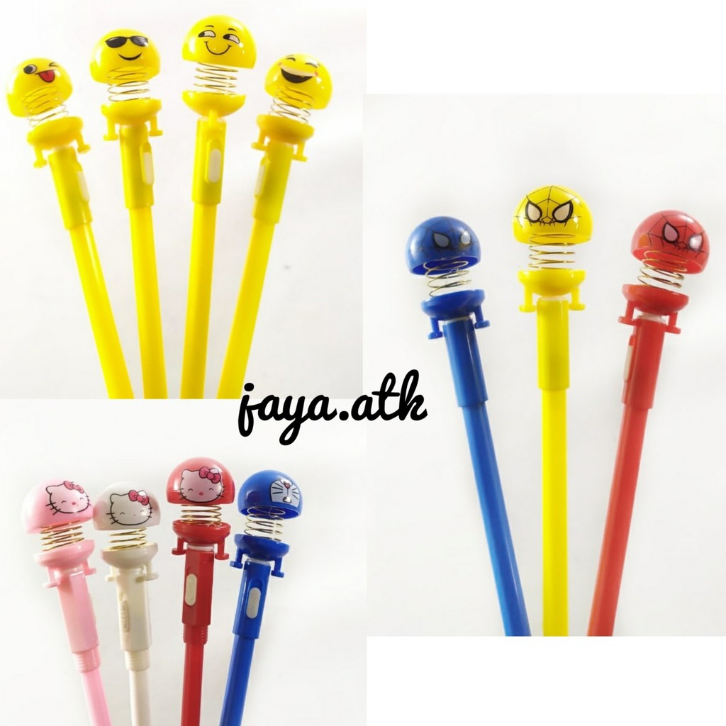 PULPEN PER LAMPU PULPEN GEL LUCU PER JOGET LAMPU NYALA BALLPOINT PER LAMPU SPRING DOLL LAMPU EMOJI