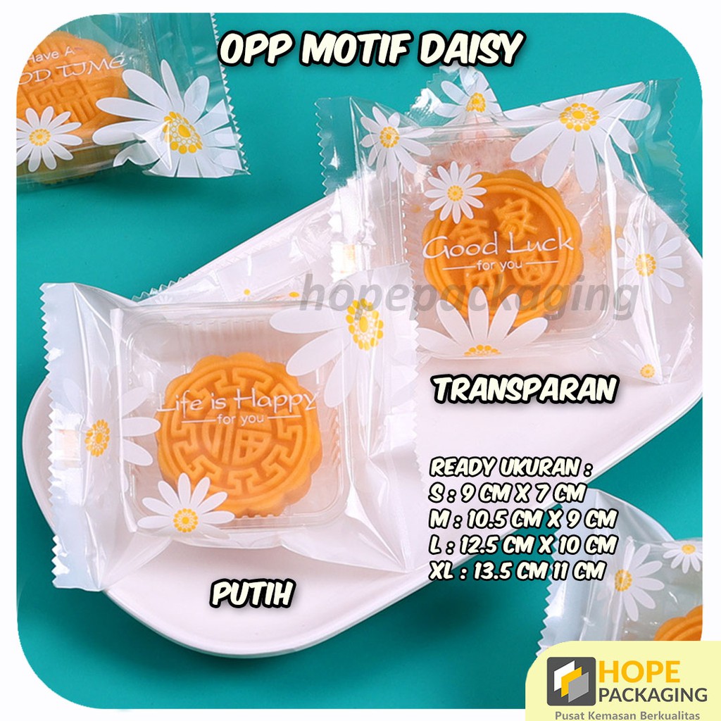 

[Harga / 5 Pcs] Kemasan Plastik Sealer Mooncake / Plastik Kue Bulan Motif Bunga Daisy / Plastik Nastar / Plastik Kue Cookies/Biskuit /Permen