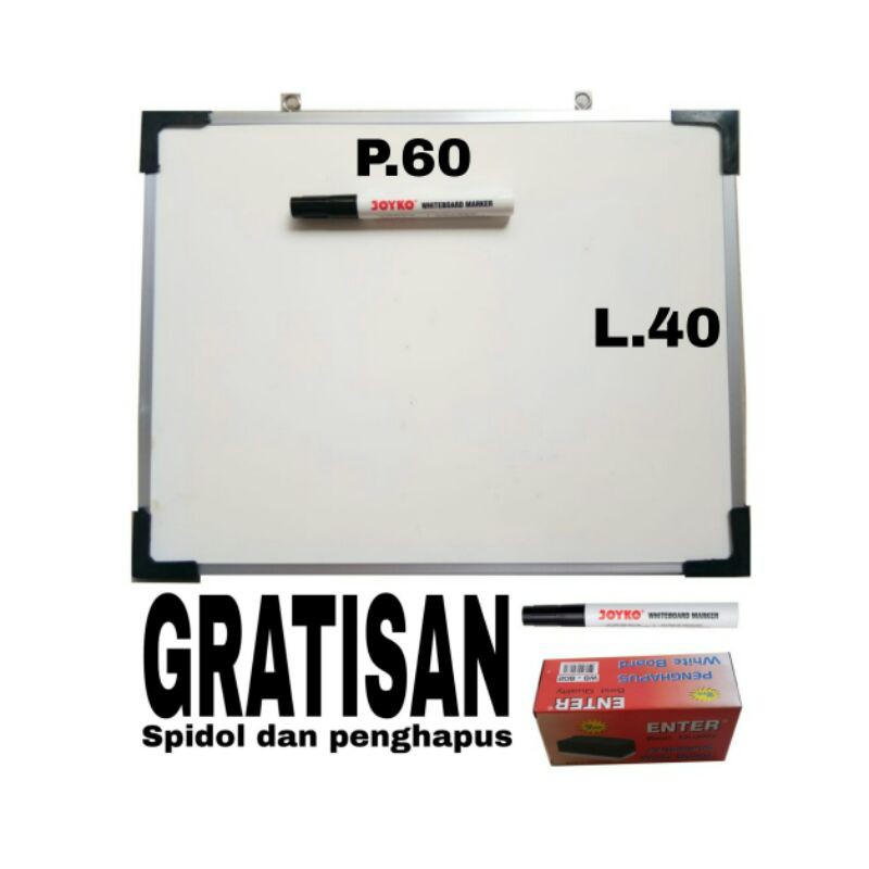 

whiteboard 60x40 (free spidol&penghapus)