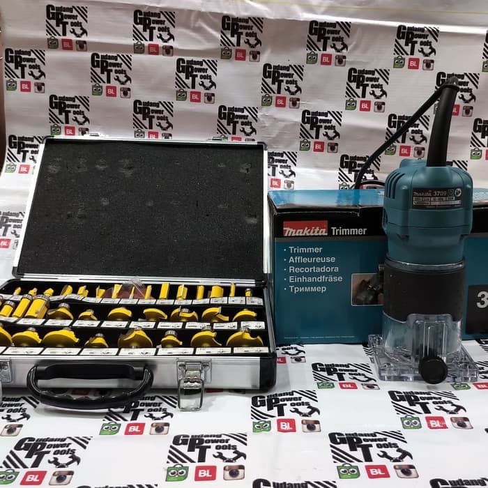 Paket Mesin Router Profil Trimmer Makita free Router Bit Set 35pc