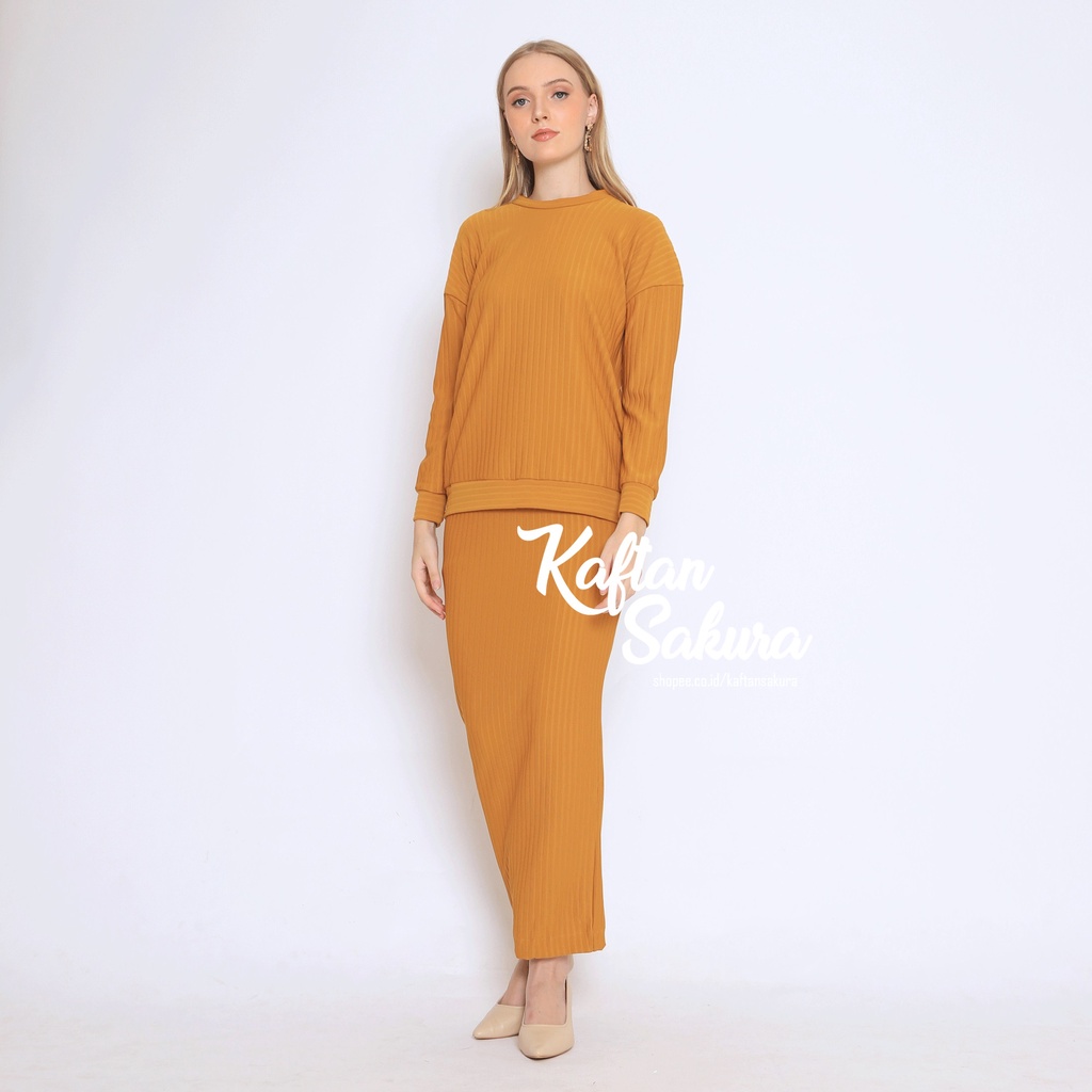 SETELAN RAJUT AWKARIN ONE SET ROK &amp; ATASAN SWEATER TEBAL / SETELAN ROK RAJUT PREMIUM WANITA