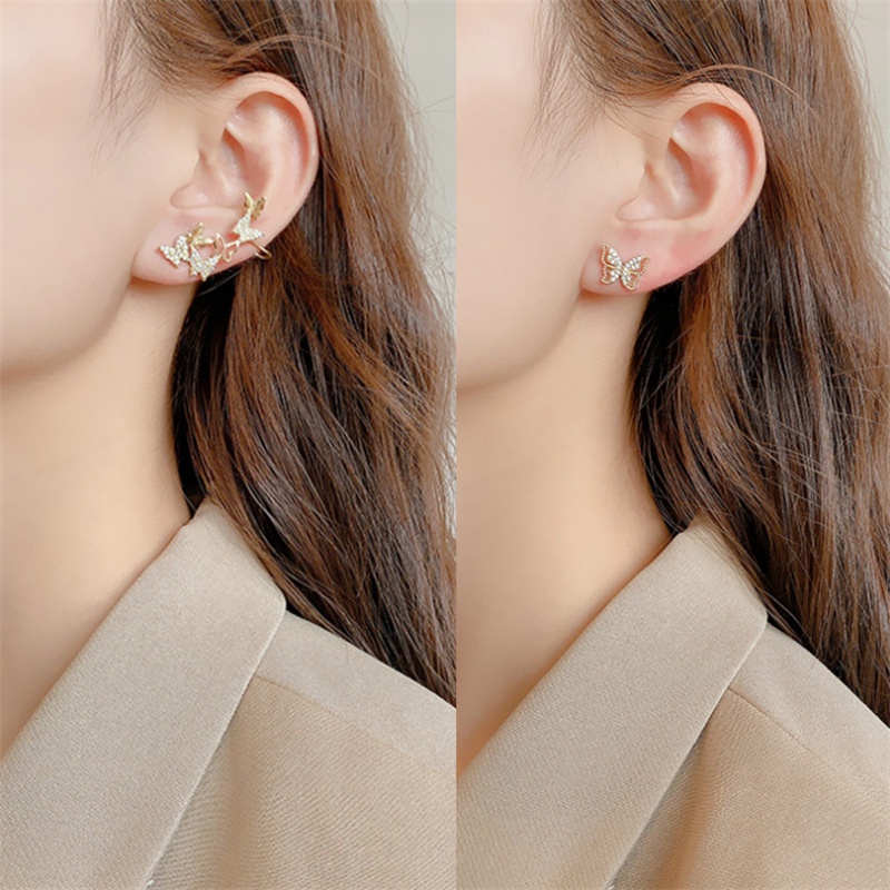 Sepasang Anting Tusuk Silver Needle 925 Hias Berlian Zirkon Dapat Disesuaikan Gaya Korea Untuk Perempuan
