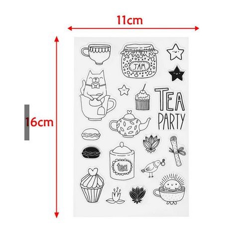 Clear Stamp (Stempel Transparan/Bening) - Tea Party Design