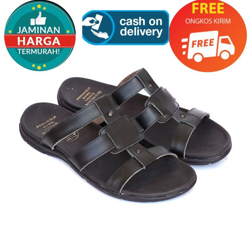 [COD] SANDAL KULIT PRIA 05 CEVANY BLACK BROWN TAN KULIT SAPI ASLI ORIGINAL