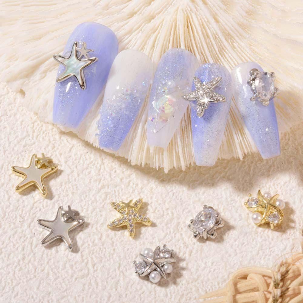 Agustina Ikatan Simpul Kuku Berlian Imitasi Fashion Shiny 3D Nail Charms Gold &amp; Silver Nail Art Ornamen Zirkon Mutiara Dekorasi Kuku