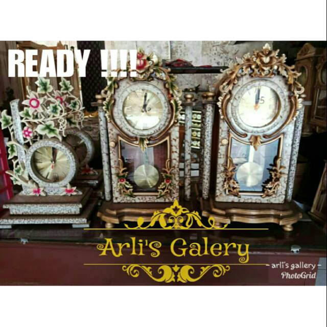 Jam hias marmer antik kayu jati furniture jepara