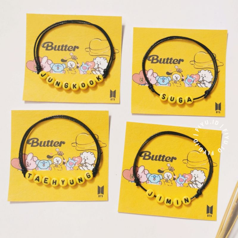 GELANG BTS ARMY BUTTER BANDUL BULAT / GELANG NAMA MEMBER BTS / JUNGKOOK / TAEHYUNG V / SUGA / JIMIN / RAPMONSTER / JIN / JHOPE