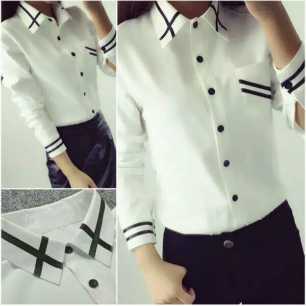 HARGA PROMO | Hem stella | Kemeja cewek | kemeja lengan panjang | kemeja putih cewek