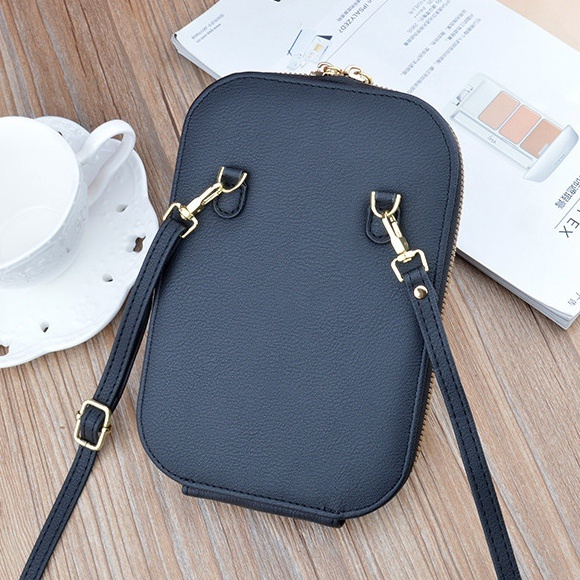 DOMPET HP SELEMPANG WANITA KOREA KULIT HITAM VILLIA WA293B5 IMPORT PREMIUM SLING BAG KECIL BATAM ORI