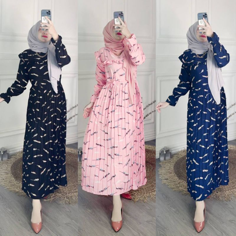 Danira dress Gamis Plisket Gamis kekinian ala korea