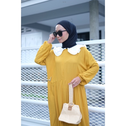 Midi rayon crincle polos kerah putih/midi jumbo rayon crincle / rayon crincle premium jumbo /dress muslim polos jumbo