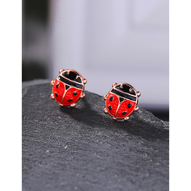 LRC Anting Tusuk Fashion Red Beatles Glazed Earrings D59103