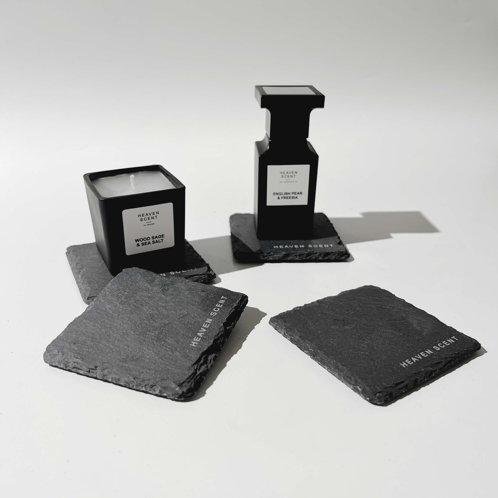 HEAVEN SCENT Slate Coaster -  Tatakan Batu Tulis Gelas Parfum Pengharum Ruangan - Natural Stone