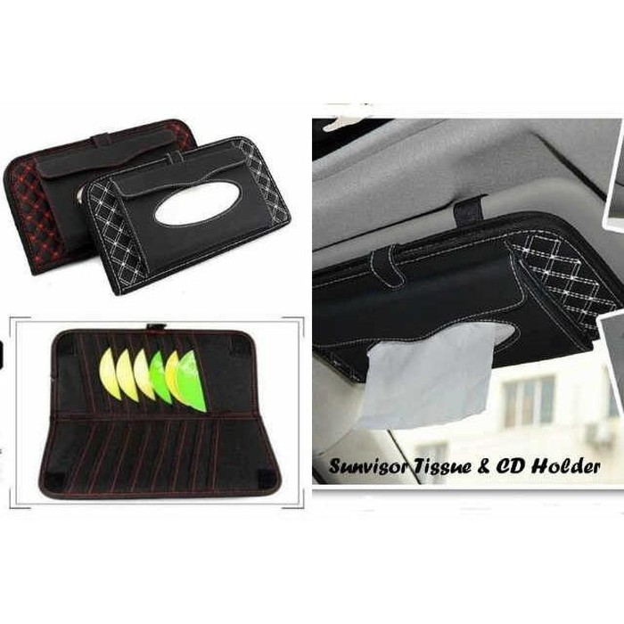 Tempat Tisu Sunvisor Mobil Car Set Exclusive Tissue Cd Model Benang