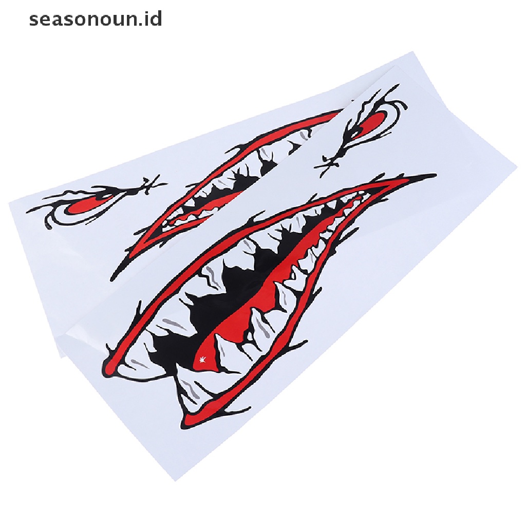 2 Pcs Stiker Gigi Hiu Bahan Vinyl Tahan Air Untuk Dekorasi Perahu Kayak