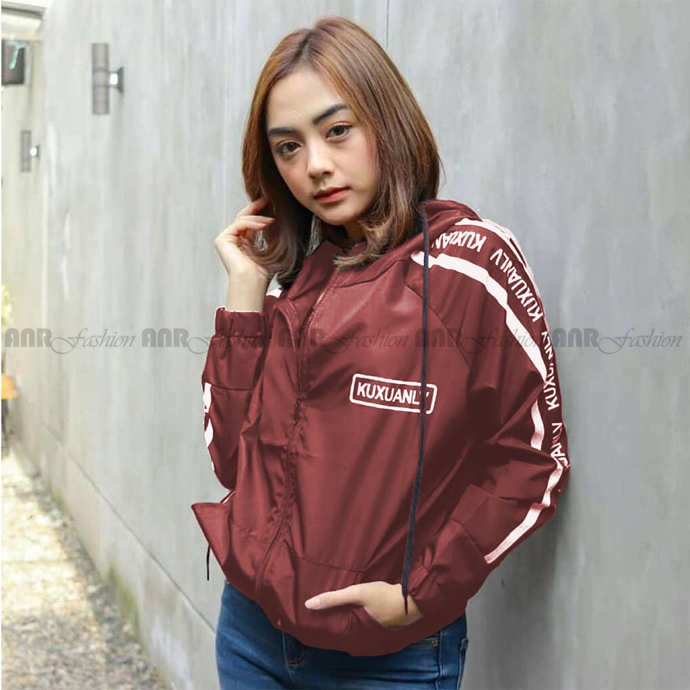 Jaket Kuxu Hoodie Resleting Wanita - Jaket Parasut Hoodie Zipper Wanita - Jaket Sporty Wanita