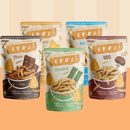 Kokobi Kizzu Cheese Stick / Telur Gabus / Puff Stick Keju Snack Anak 12m+ - 60g (Tersedia varian rasa)