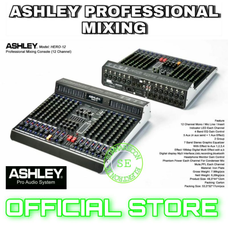 mixer audio 12 channel original ashley hero 12 usb bluetooth recording