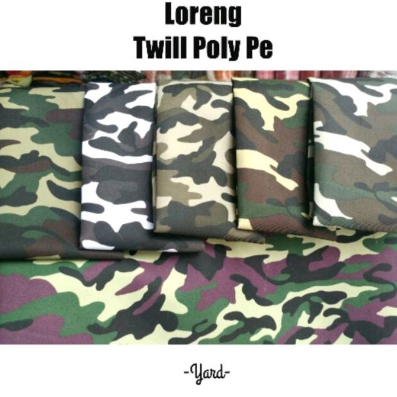 Bahan Kain Loreng TNI Army Twill Poly PE Kualitas Premium