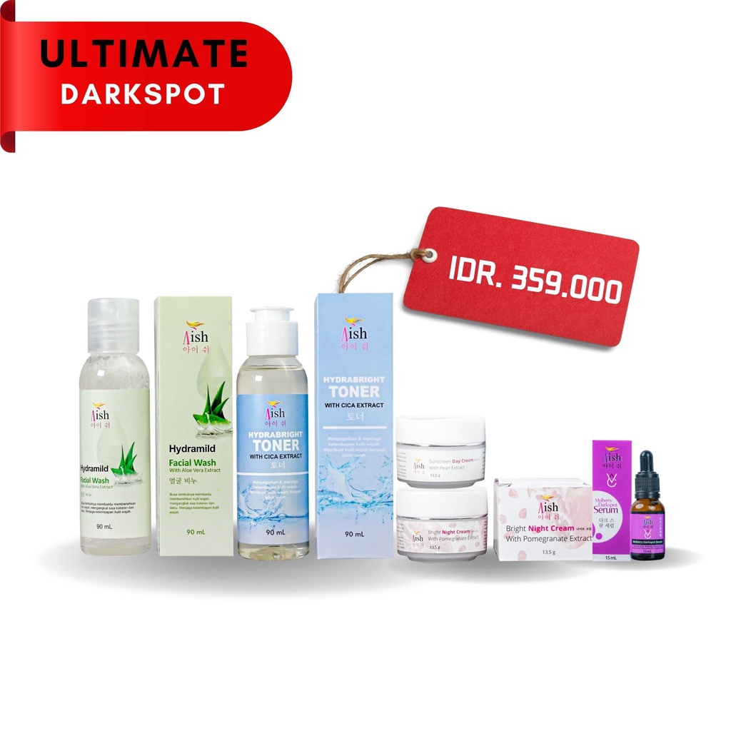 AISH SKINCARE  - FACIAL WASH / AISH SERUM KOREA / TONER / DAY&NIGHT CREAM - 100% Original-Ultimate (Darkspot)