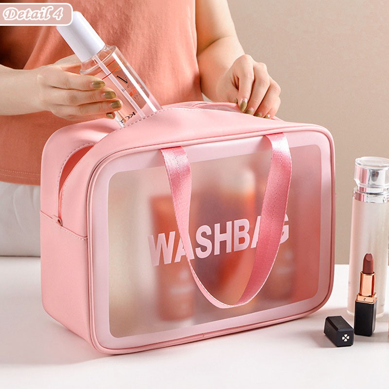 Tas Kosmetik Transparan Washbag Anti Air / Tas Travel Toiletry Bag Waterproof  - Pouch Make Up Toiletries - Tas Sabun Peralatan Mandi Travel