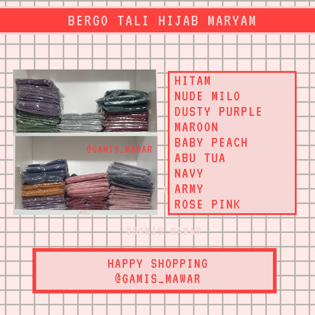 PROMO! PREMIUM BERGO TALI HIJAB INSTAN SEHARI HARI / HIJAB MARYAM DIAMOND-4