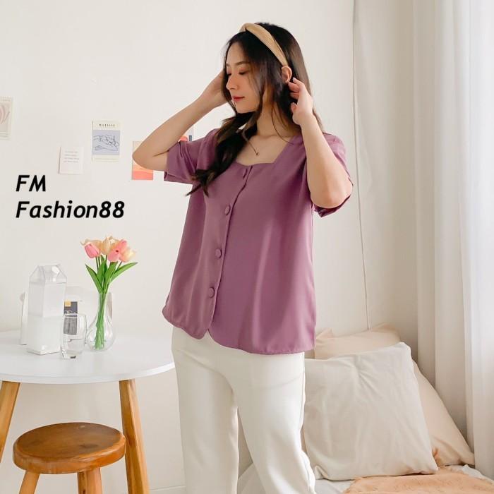Super Sale Blouse Wanita Lengan Pendek Kerah Persegi Premium