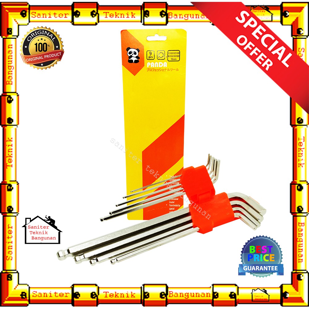 KUNCI L SET BALLPOINT PANJANG PANDA-HEX KEY 9 PCS HIGH QUALITY