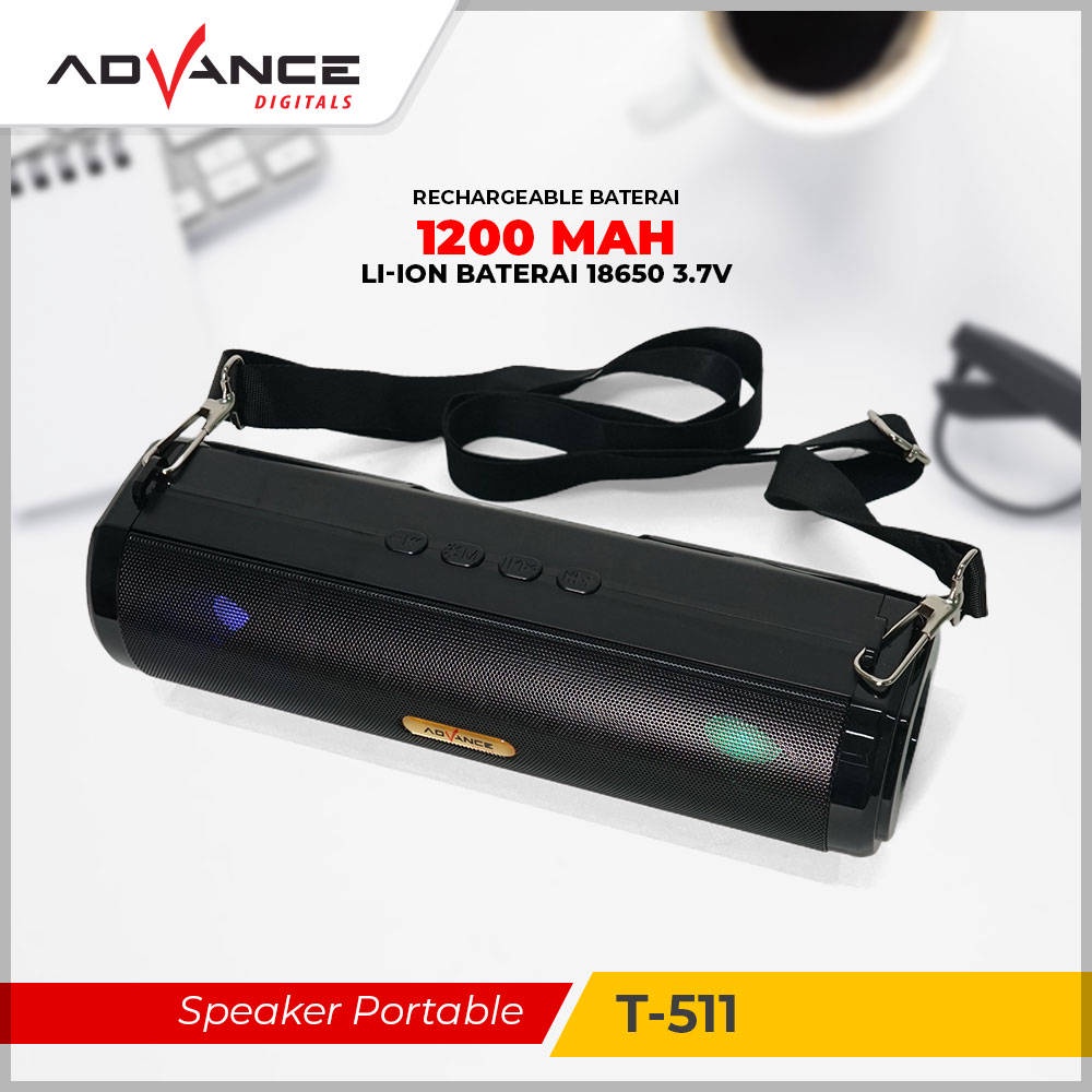 【READY STOCK】 Advance Portable full bass mini Wireless Bluetooth T-511 with led lights FM antenna radio 1200mAH