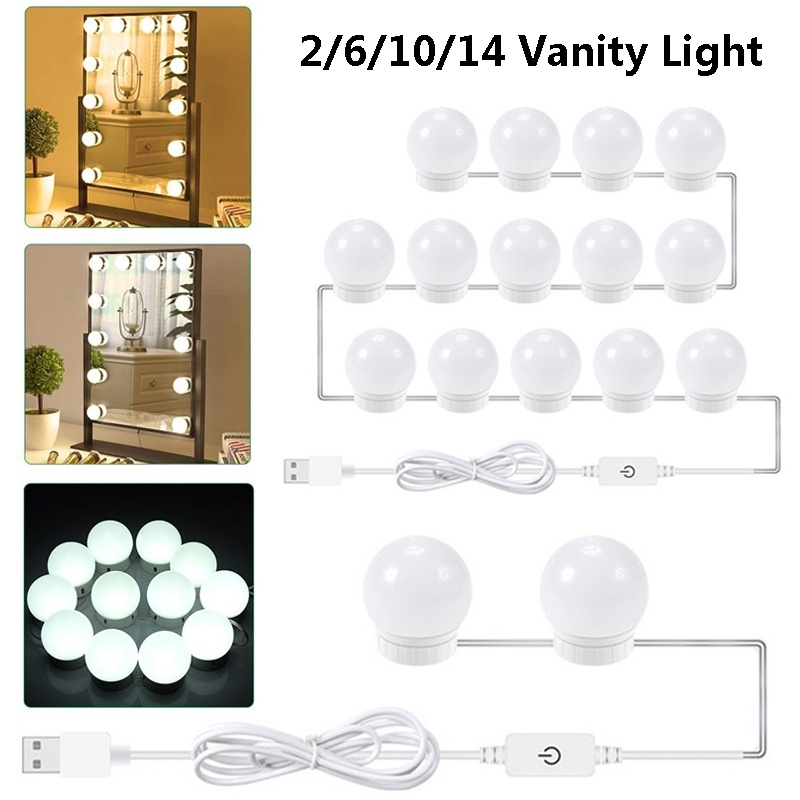 Led Hollywood Makeup Mirror Light Bulbs Usb Dimmable Vanity Mirror Light Bulb String For Dressing Table Mirror Makeup Shopee Indonesia