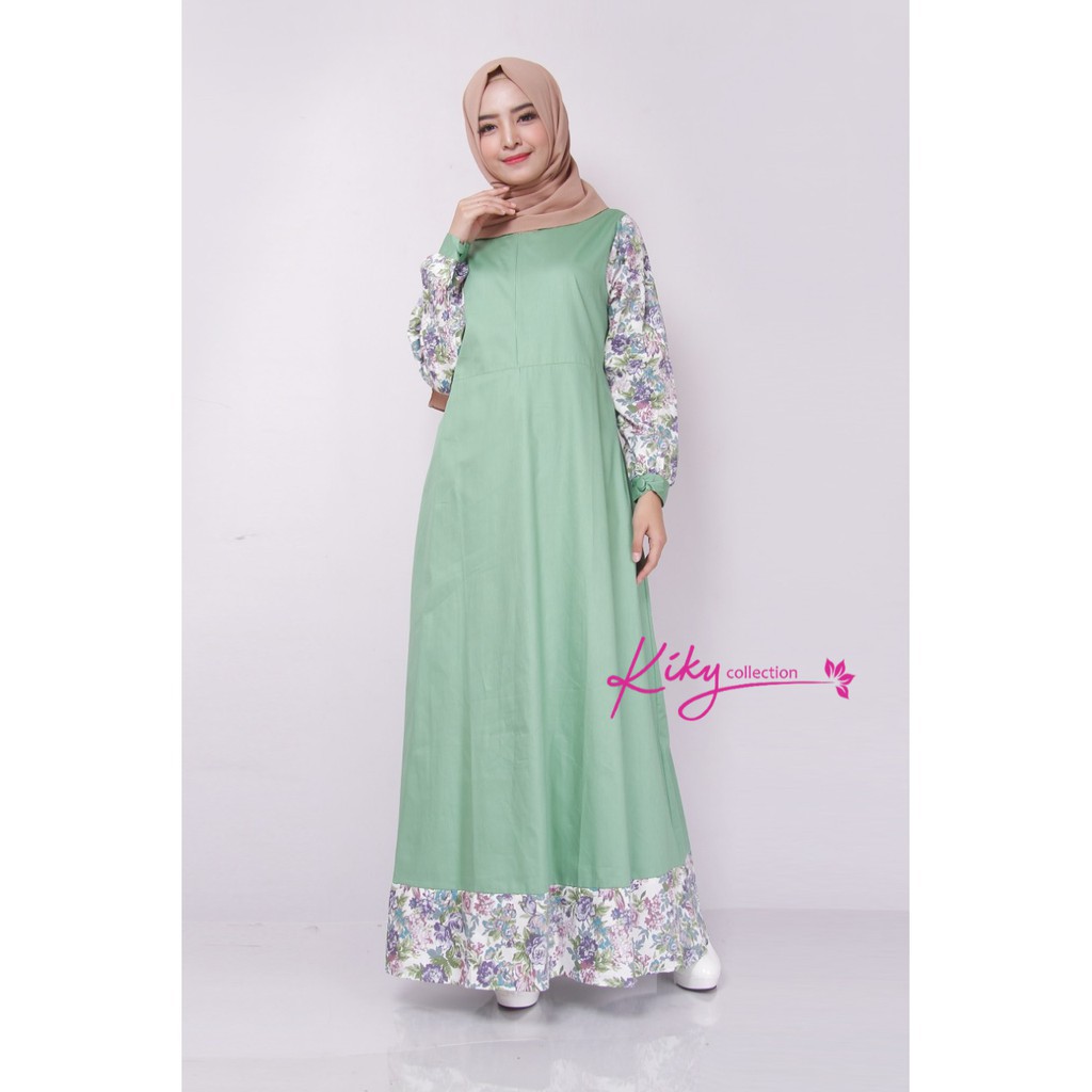 Baju Gamis Wanita Dress Sayla Muslim Remaja Fashion Syari Pakaian Syar i Perempuan Kekinian Murah Terbaru Motif Katun Jepang Ori Modern-Pls-Chocorose Blue