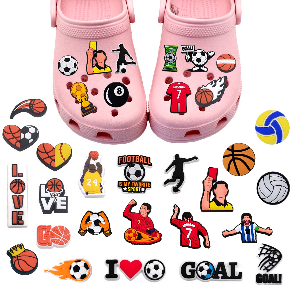 Jibbitz kartun Seri Bola Basket Sepak Bola shoe charms diy Dapat dilepas sandal decorate accessories Crocs Pin Hadiah aksesoris sepatu anak-anak yang lucu