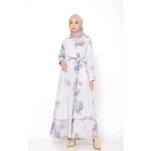 Zaskia Mecca Promo/Gamis Cindy Grey XXL/Edisi Jelita Indonesia/Motif pulau Mentawai