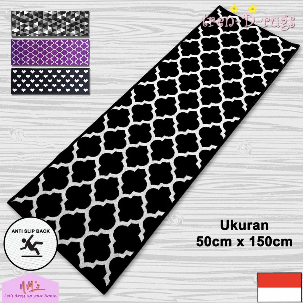 Tren-D-rugs Keset kaki dapur panjang anti slip lorong runner bulu murah 50 cm x 150 cm - NMs