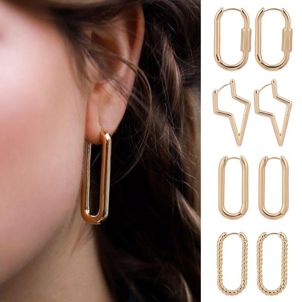 Lily Anting Geometris Hadiah Perhiasan Fashion U-sahpe Lingkaran Berongga Sederhana