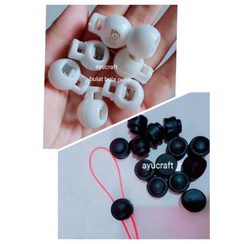 stoper knop hitam dan putih12pcs