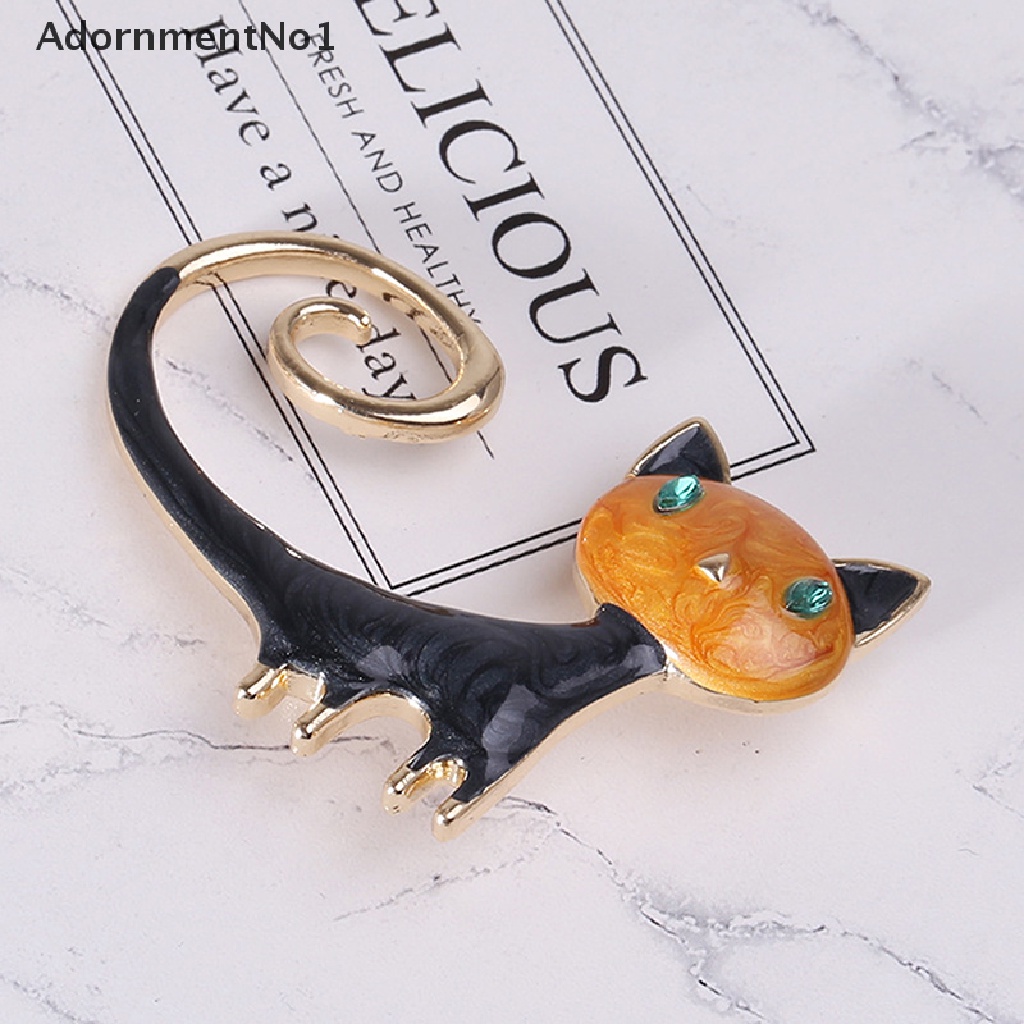 (AdornmentNo1) 1pc Bros Pin Enamel Bentuk Kucing 2 Warna Untuk Wanita