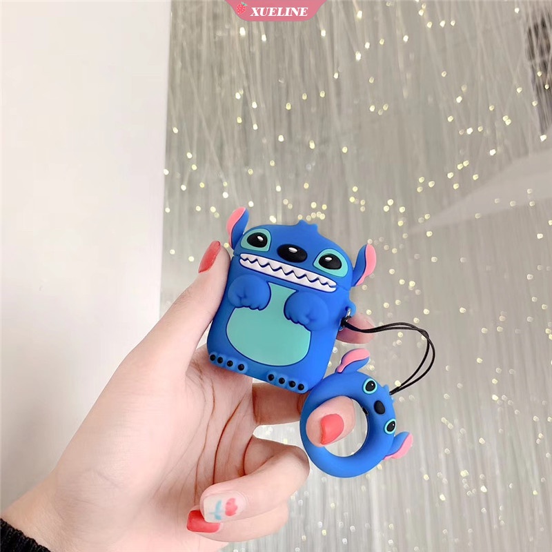 Casing Soft Case Silikon Motif Kartun Stitch Untuk AirPods 1 / 2