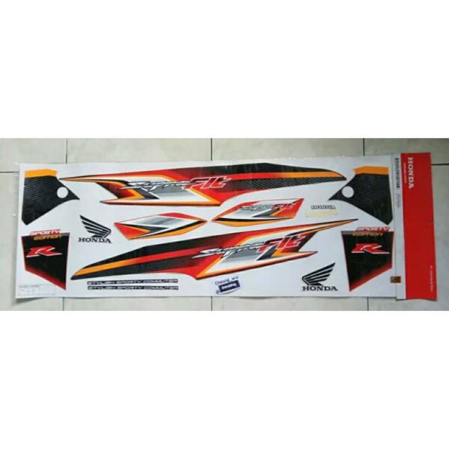 lis body/stiker/striping Supra Fit New CW/ Fit R Sporty 2006 - 2007 Merah Putih ori HGP AHM