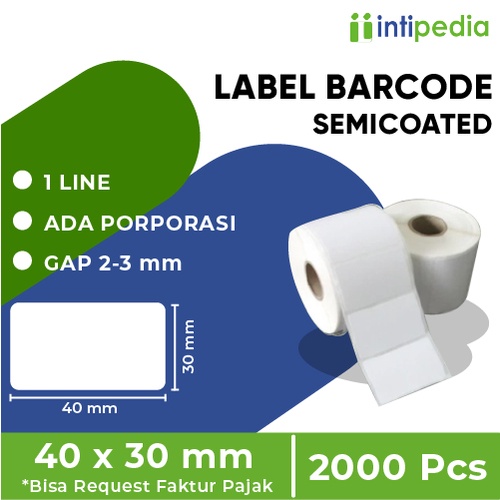 

LABEL BARCODE SEMICOATED 40 MM x 30 MM ISI 2000 PCS MURAH