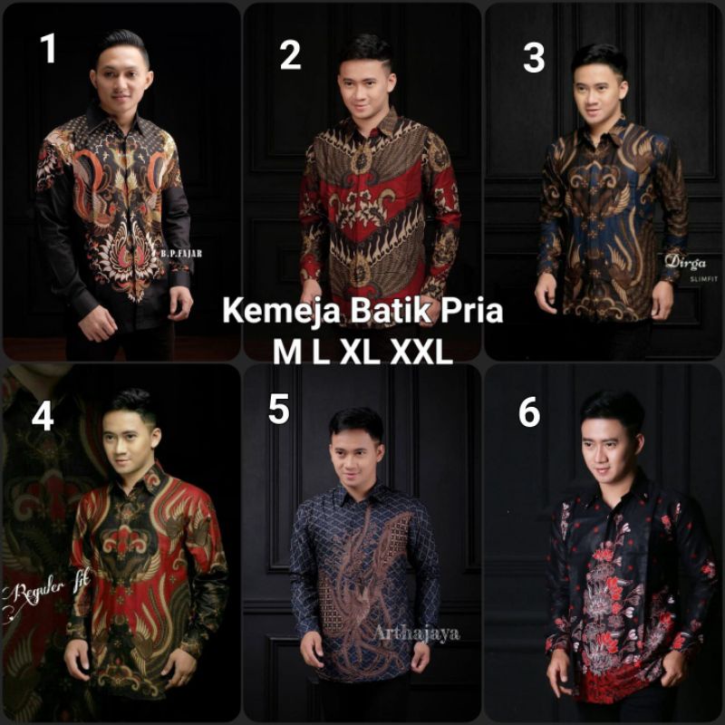 Kemeja Batik Pria Lengan Panjang Baju Batik Pria Kemeja Batik Modern size M L XL XXL