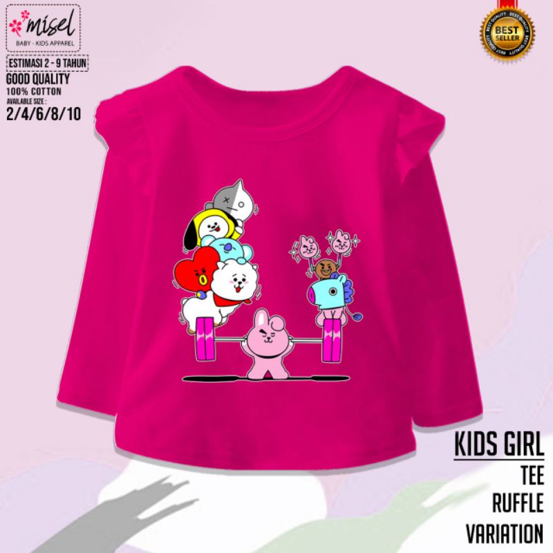 Kaos Anak perempaun lengan panjang RUFFLE BTS SERIES By MISEL 2-8 Tahun