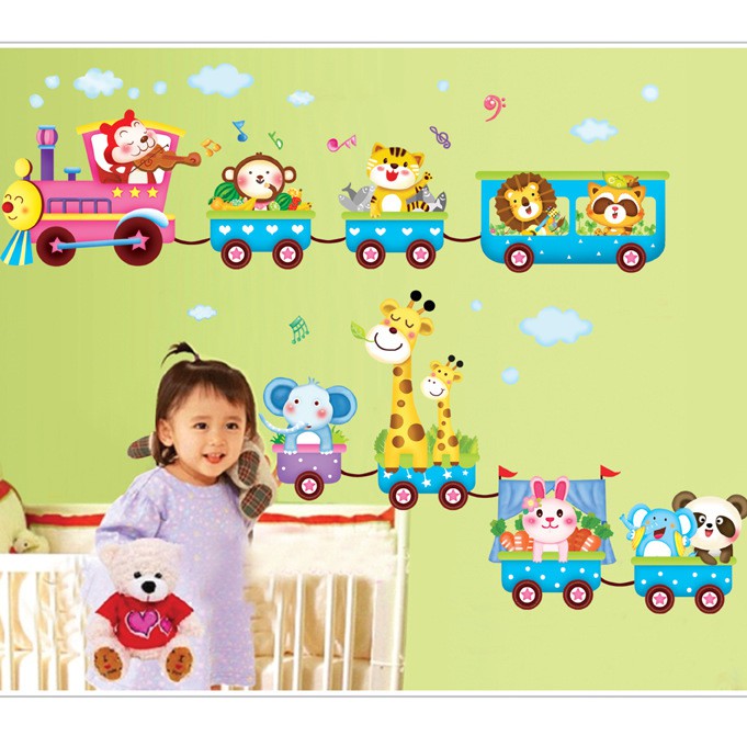 RELIZA WALL STICKER KERETA SIRKUS HEWAN TRAIN ANIMAL TRANSPORTATION STIKER DINDING XY1125