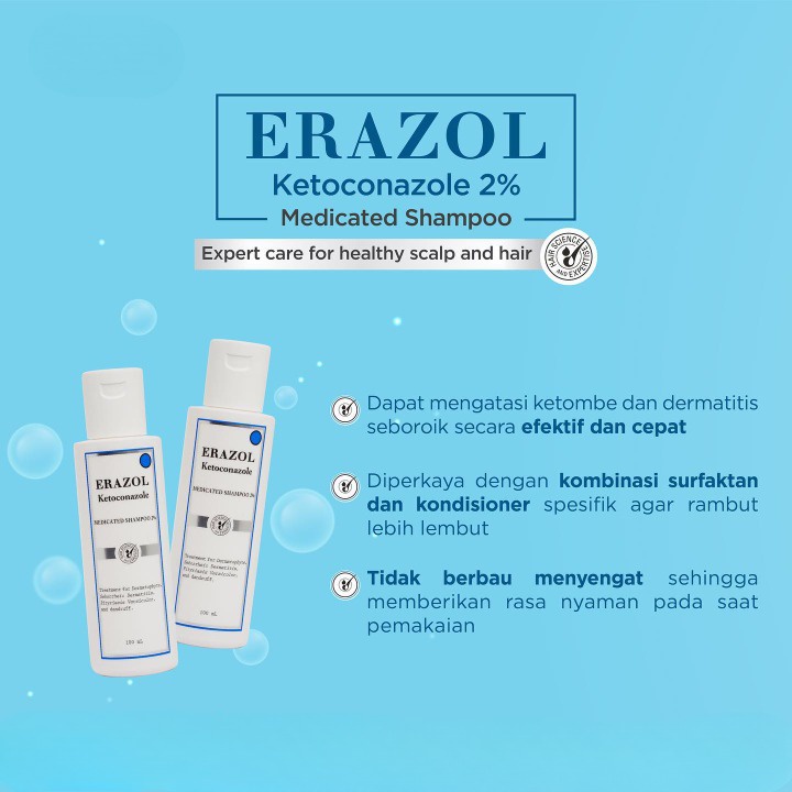 Shampo Ketombe ERHA Erazol Shampoo - Dermatitis Seboroik &amp; Infeksi Jamur / Terbukti Klinis