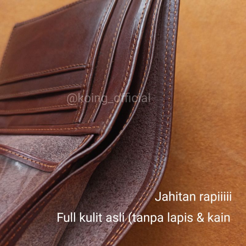 DOMPET PRIA  KULIT ASLI FULL CUSTOM NAMA MODEL BERDIRI SLOT KARTU BANYAK ORI