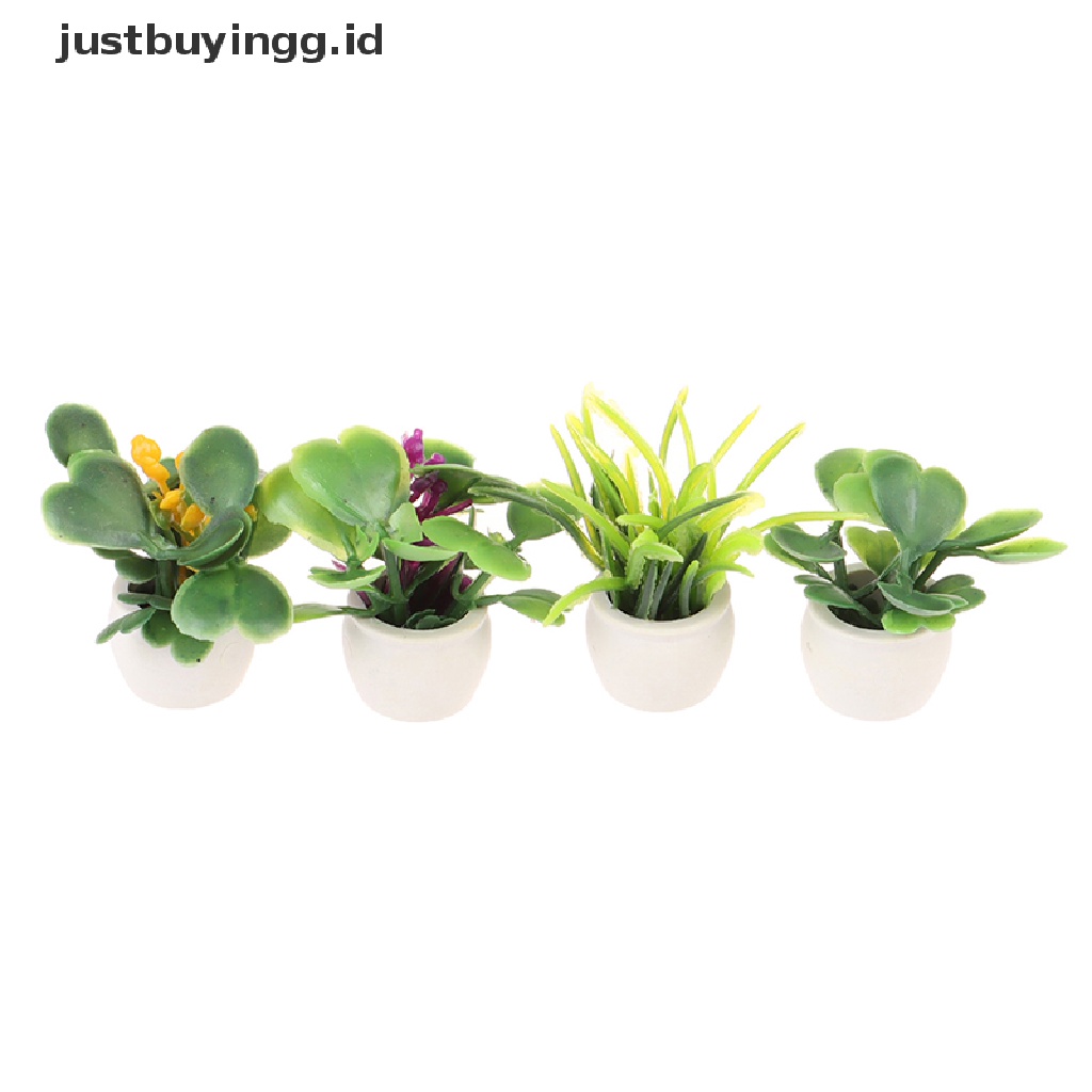 Justbuyingg.Id Miniatur Pot Tanaman Hijau Dekorasi Rumah Boneka 1: 12