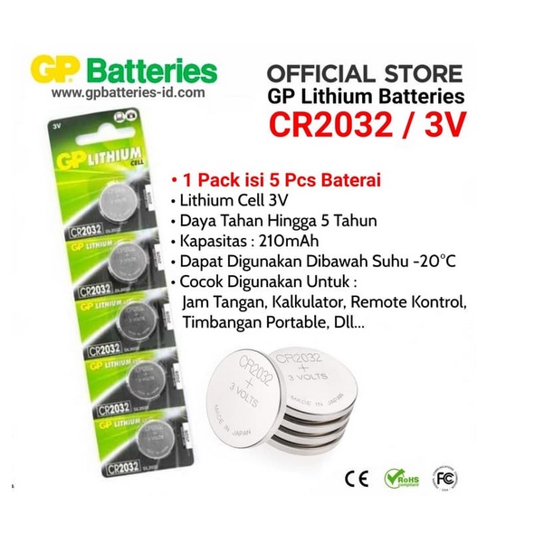 Baterai Kancing CR 2016 2025 2032 3V Lithium GP Original Lithium